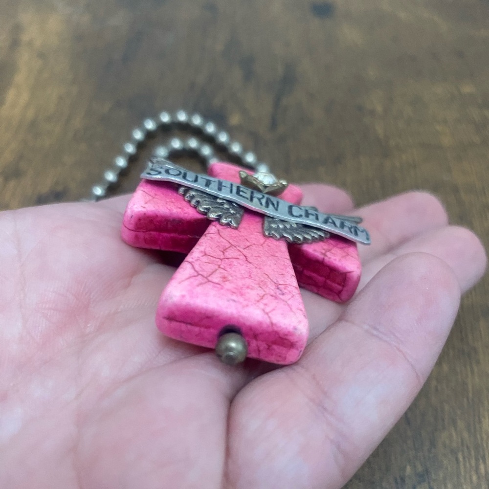 Pink Southern Charm Angel Cross Necklace - Picture 4 of 9